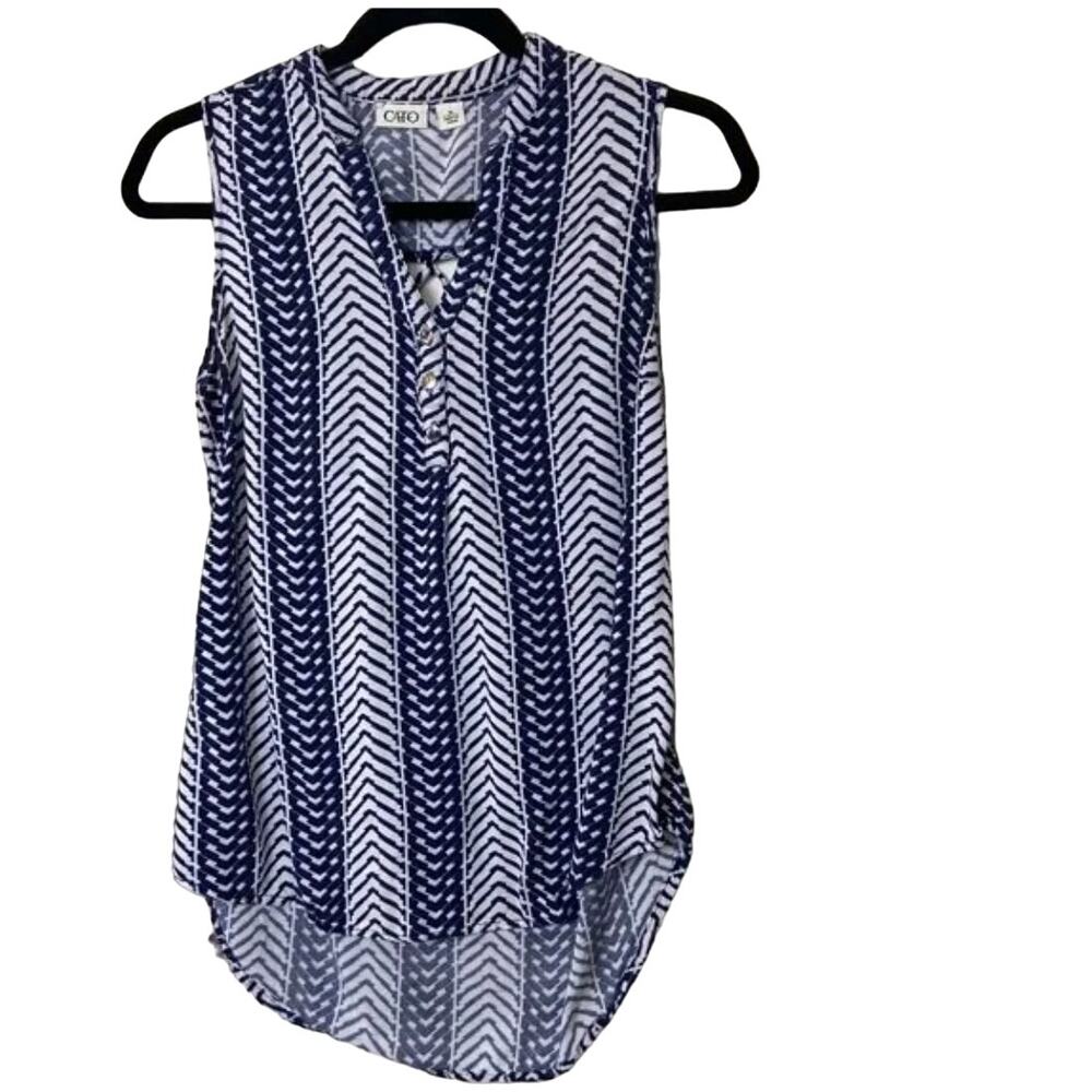 Cato Sleeveless Women's Top Blouse Lightweight Chevron Open Back Hi-Low Medium